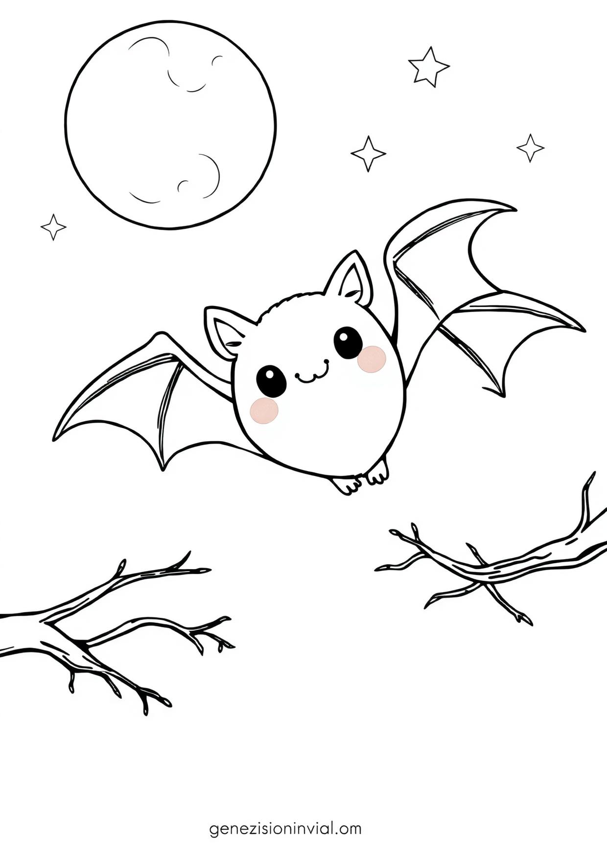 Disegno da colorare in formato A4: Pipistrello da colorare — livello 2