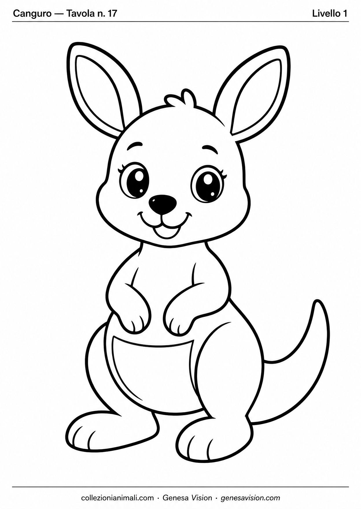 Anteprima del disegno da colorare del canguro in formato A4
