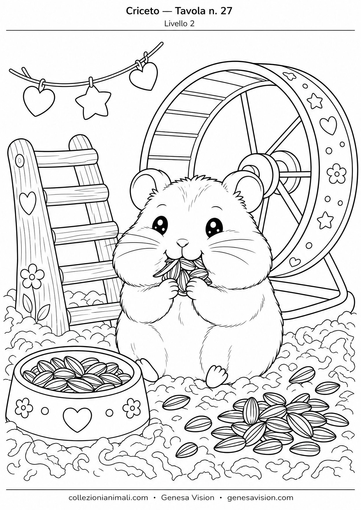 Disegno da colorare in formato A4: Criceto da colorare — livello 2