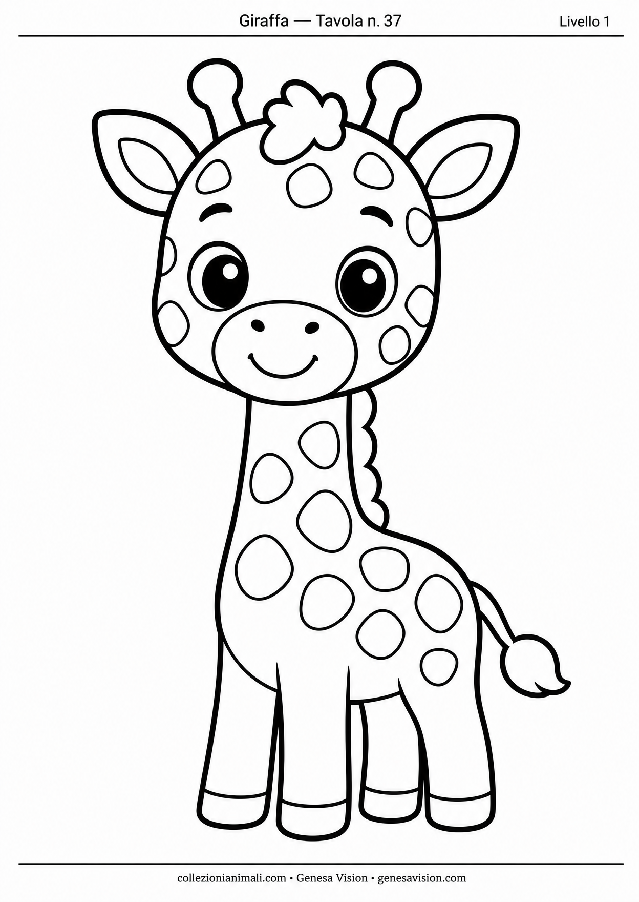 Anteprima del disegno da colorare del giraffa in formato A4