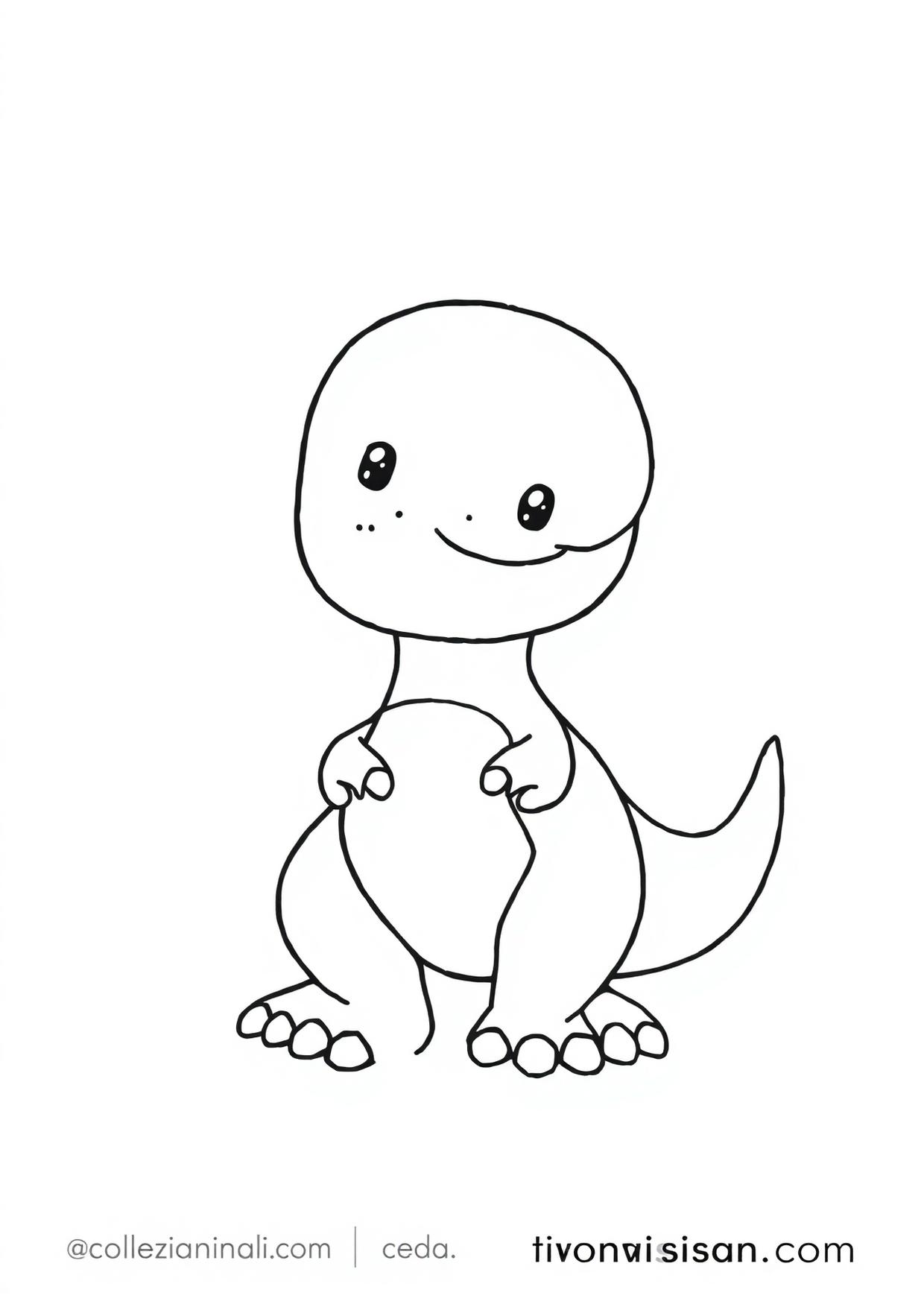 Anteprima del disegno da colorare del t. rex in formato A4