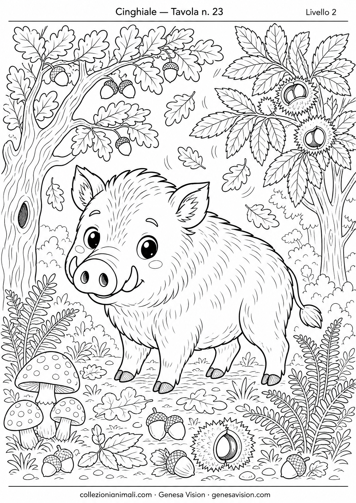 Disegno da colorare in formato A4: Cinghiale da colorare — livello 2