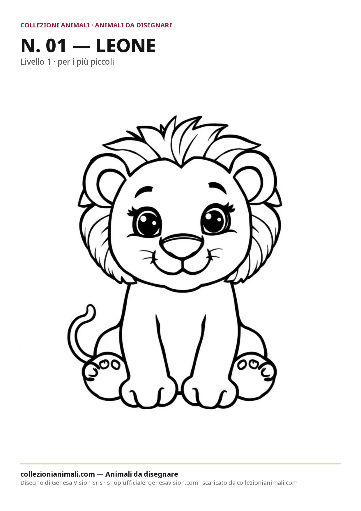 Tavola A4 da colorare Leone