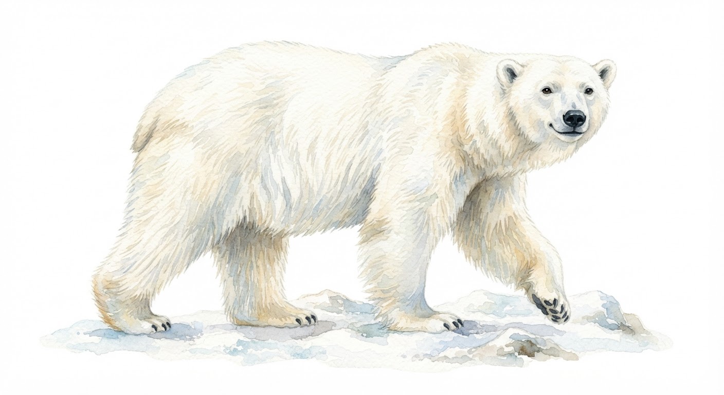 Illustrazione naturalistica a colori di orso polare (Ursus maritimus)