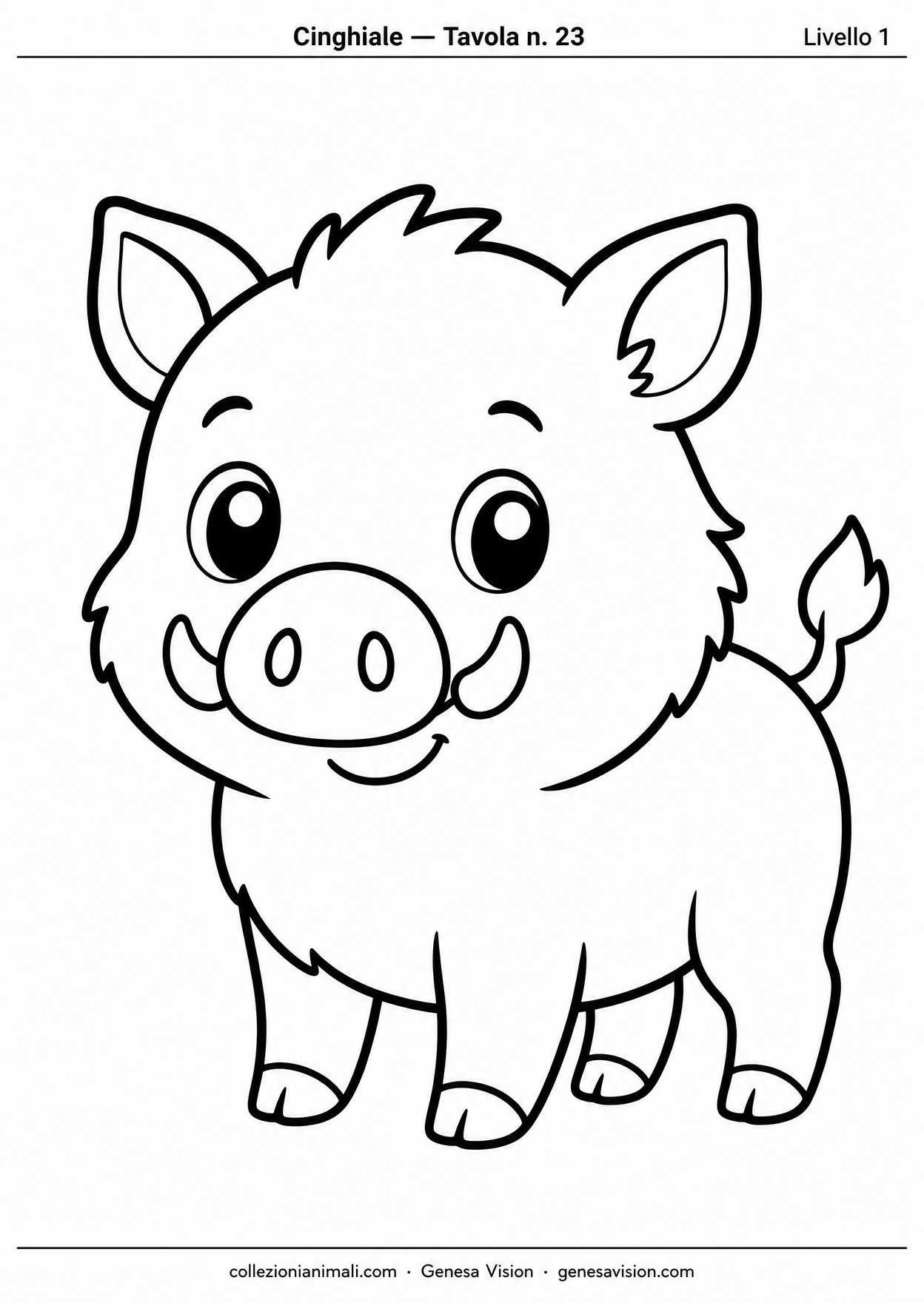 Anteprima del disegno da colorare del cinghiale in formato A4