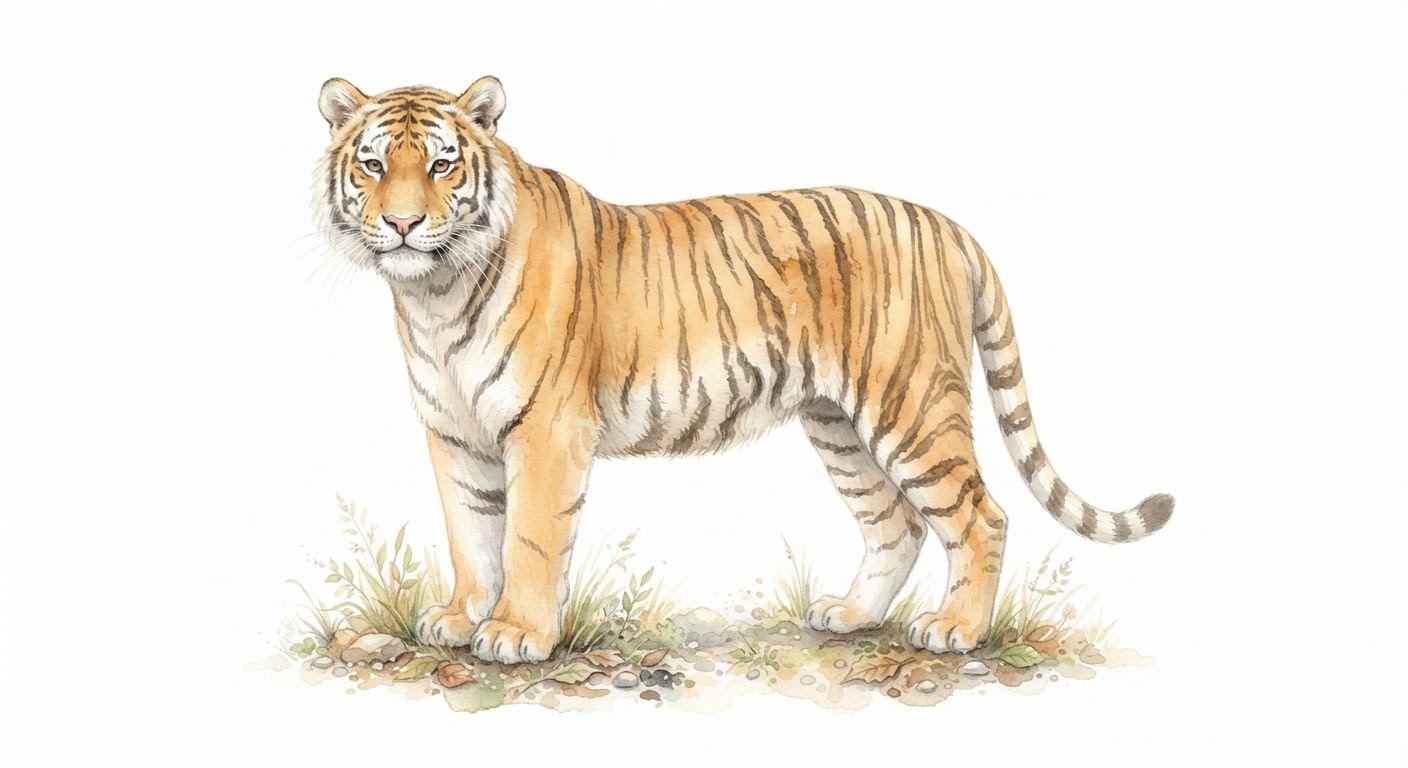 Illustrazione naturalistica a colori di tigre (Panthera tigris)