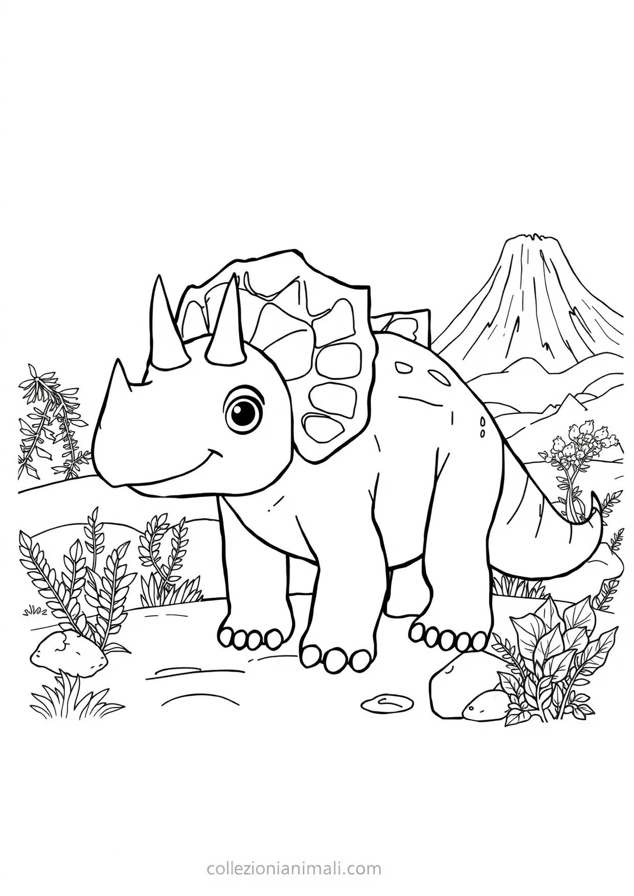 Disegno da colorare in formato A4: Triceratopo da colorare — livello 2