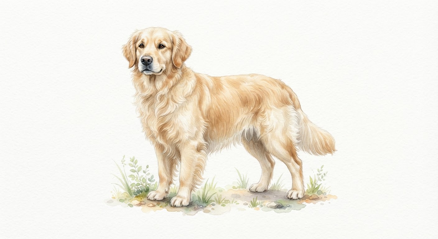 Illustrazione naturalistica a colori di cane (Canis lupus familiaris)