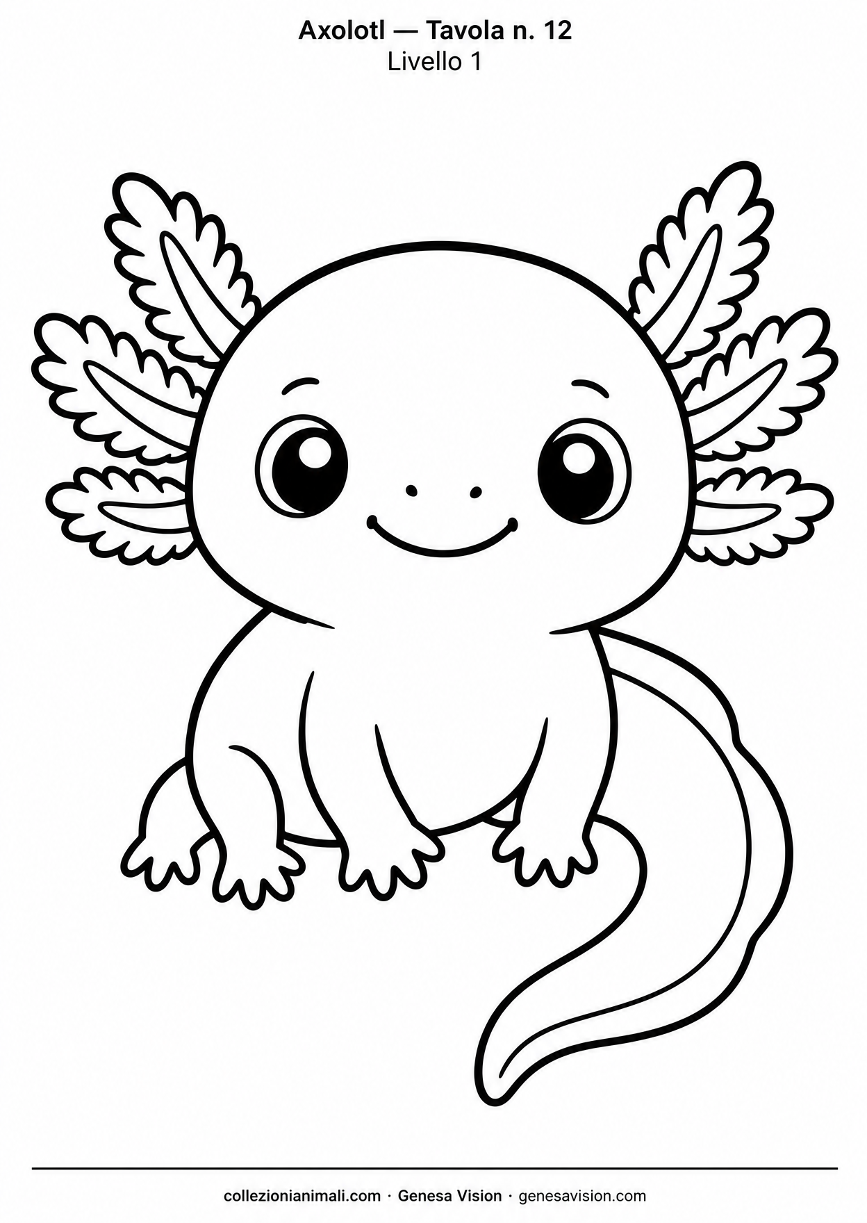 Anteprima del disegno da colorare del axolotl in formato A4