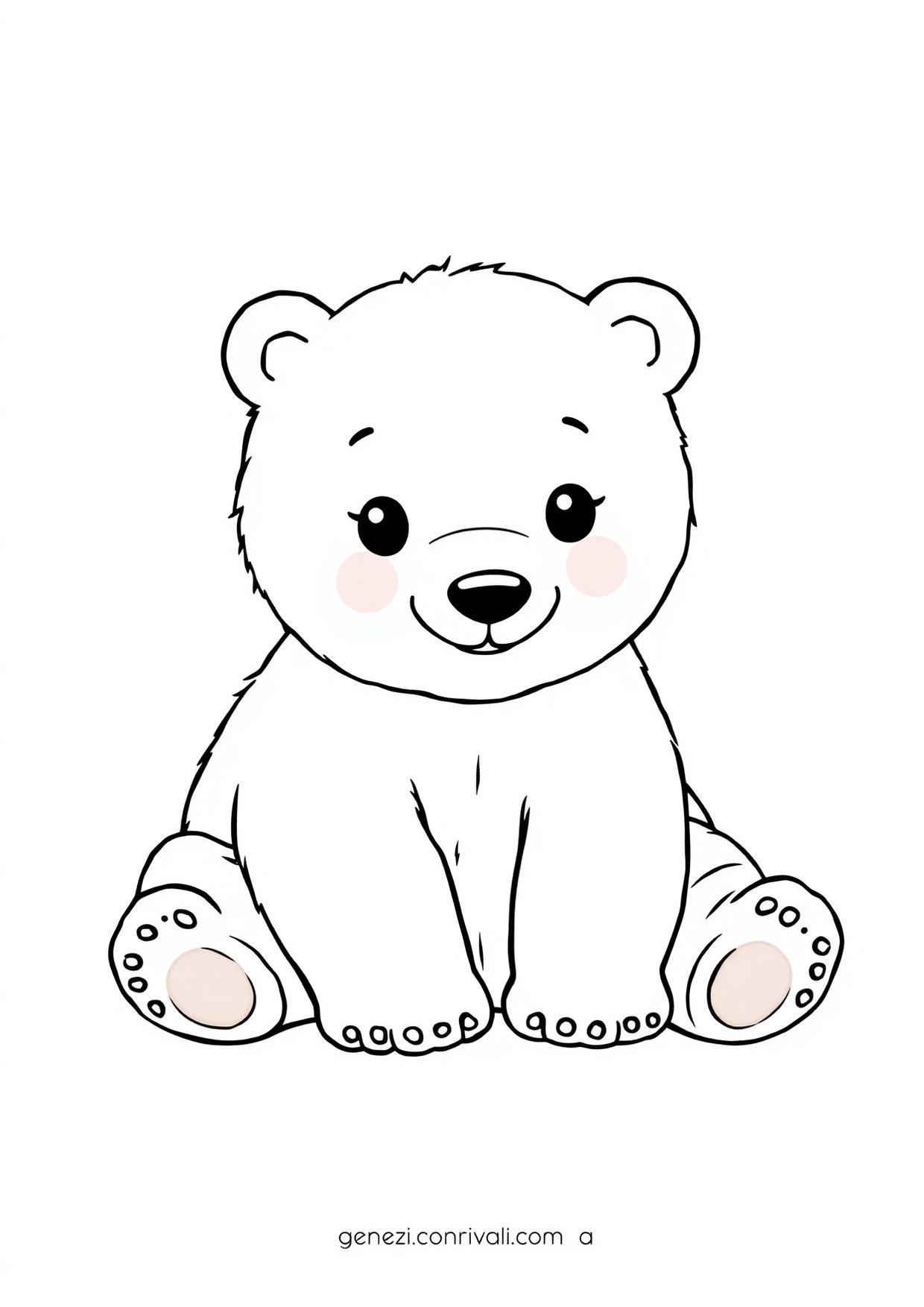 Anteprima del disegno da colorare del orsetto polare in formato A4