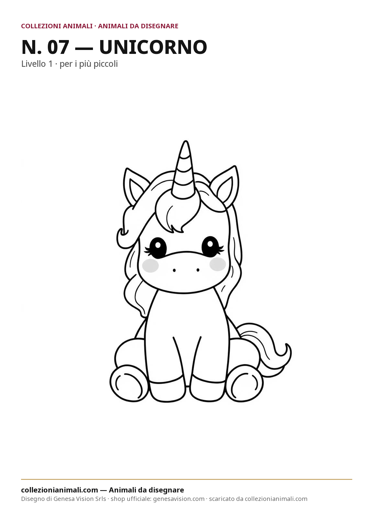 Anteprima del disegno da colorare del unicorno in formato A4