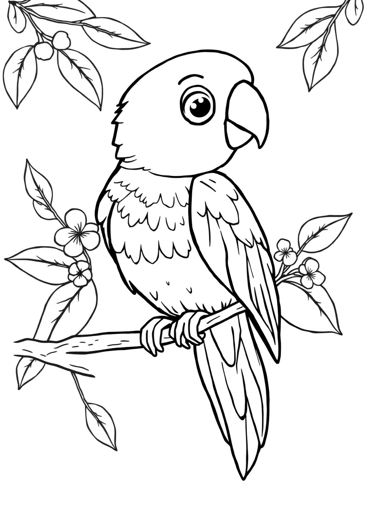 Disegno da colorare in formato A4: Pappagallo da colorare — livello 2