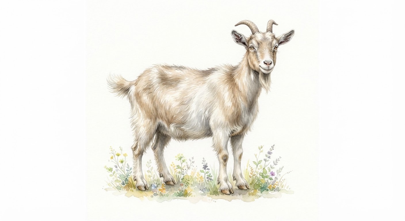 Illustrazione naturalistica a colori di capra (Capra hircus)