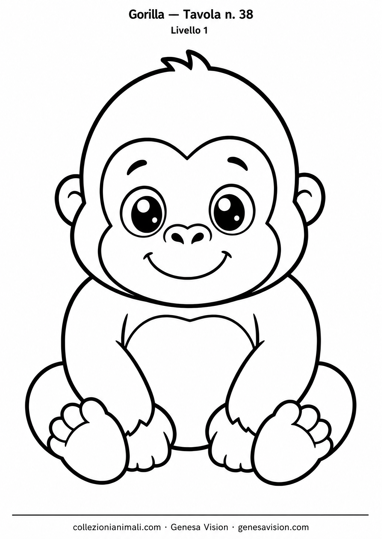 Anteprima del disegno da colorare del gorilla in formato A4