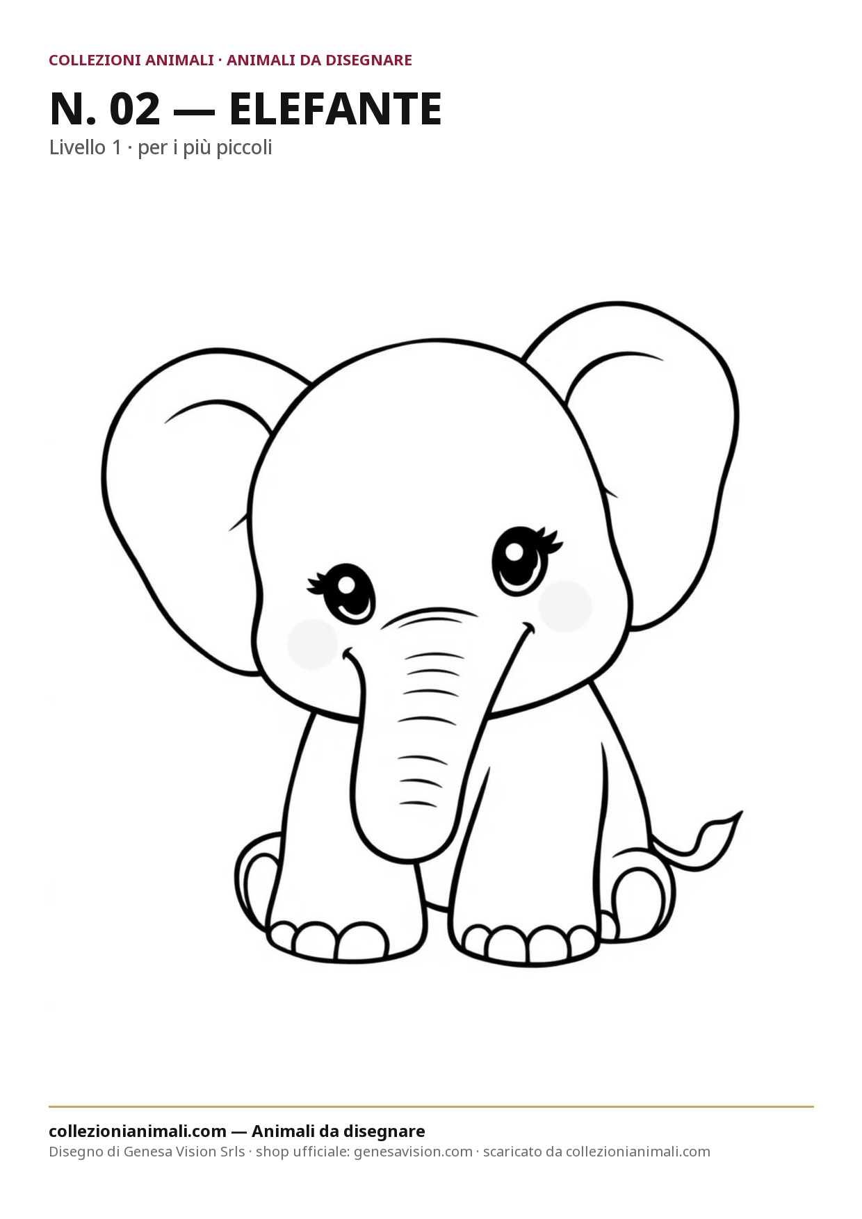 Tavola A4 da colorare Elefante