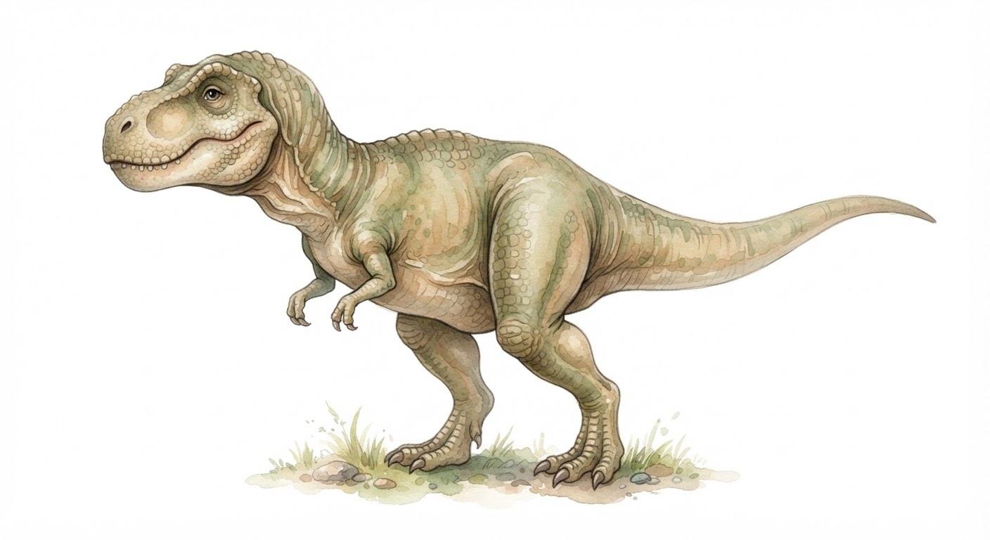 Illustrazione naturalistica a colori di tyrannosaurus rex (Tyrannosaurus rex)