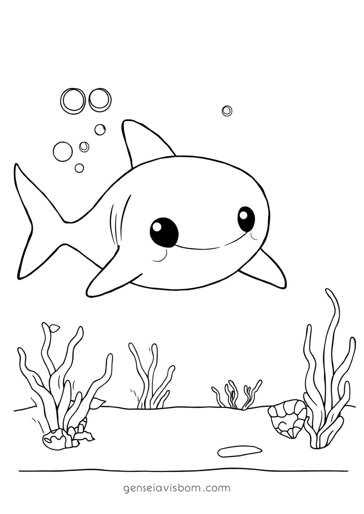 Disegno da colorare in formato A4: Squalo da colorare — livello 2