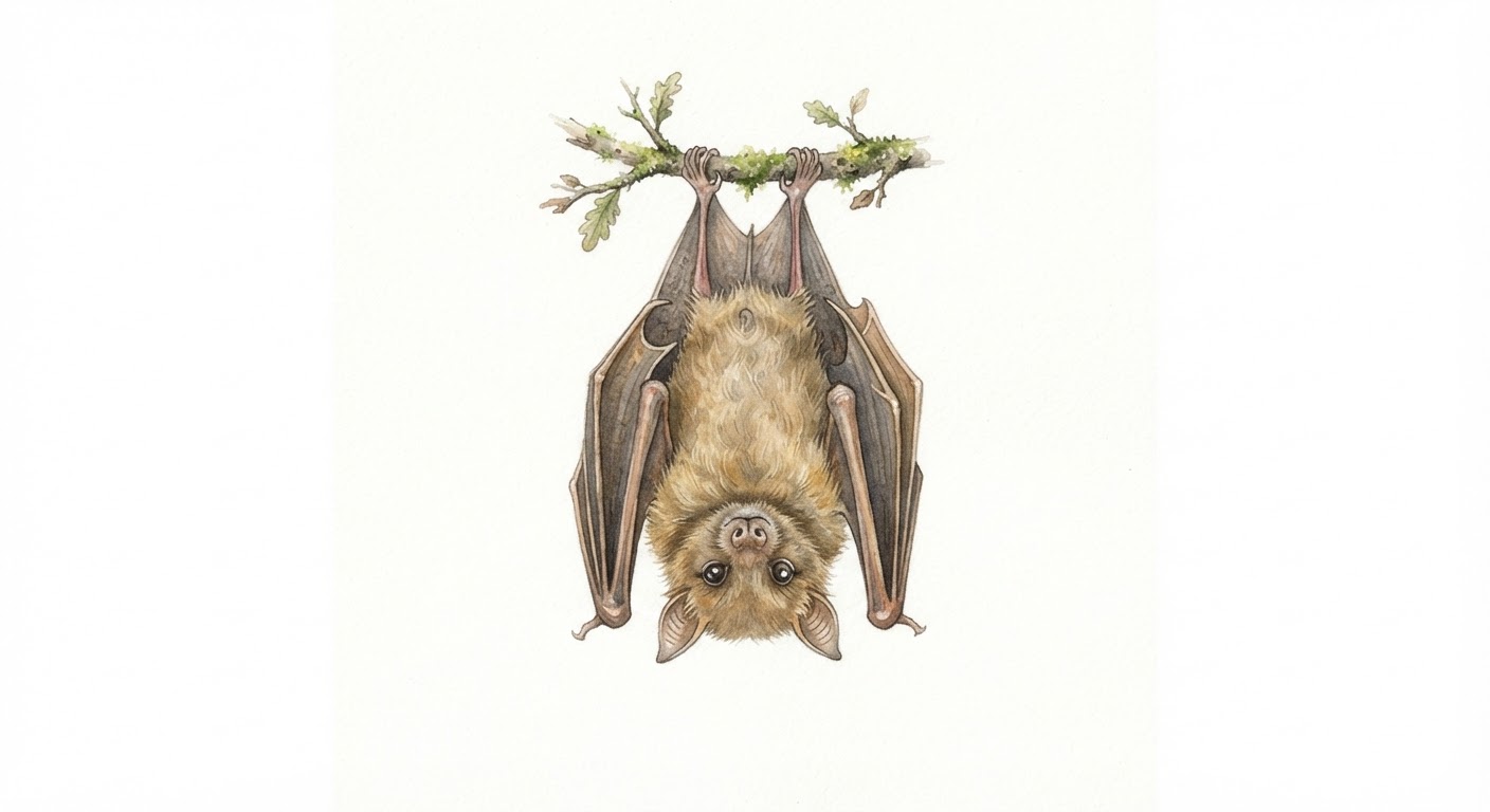 Illustrazione naturalistica a colori di pipistrello (Chiroptera (ordine))
