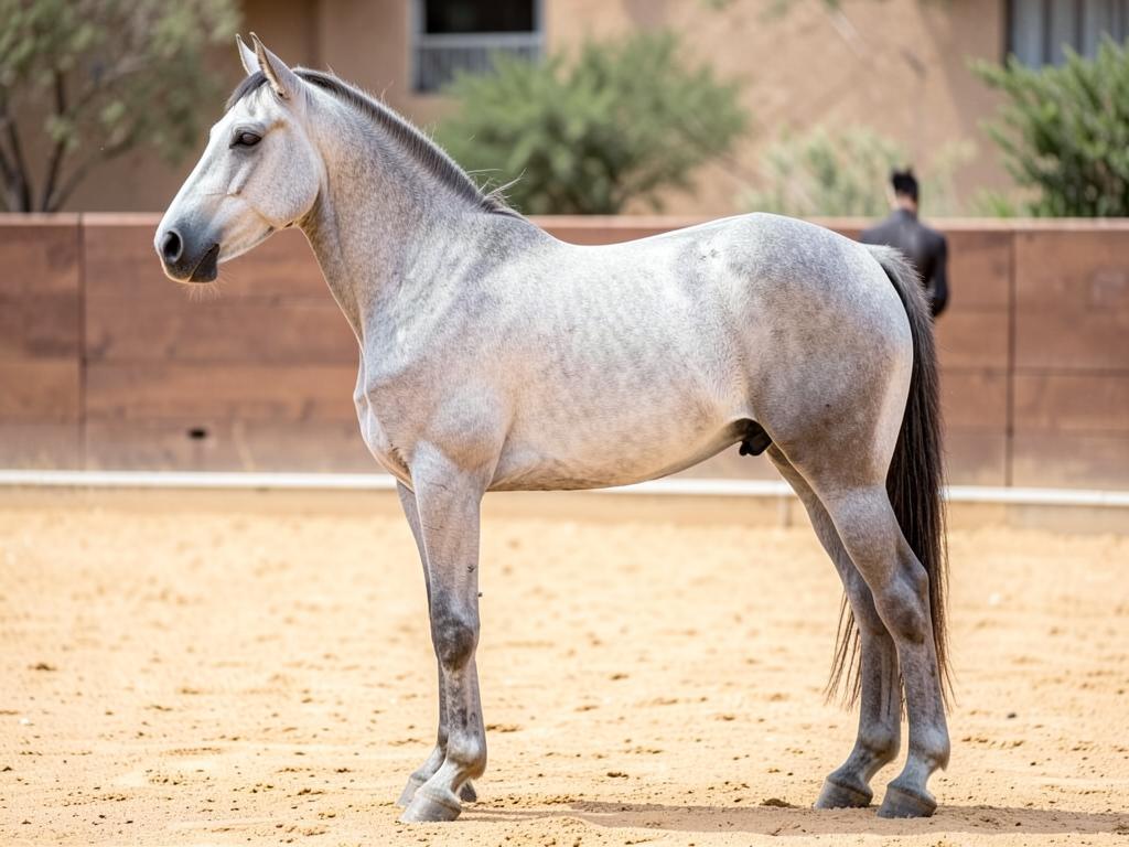 Purosangue Arabo: cavallo della razza Purosangue Arabo in ripresa laterale