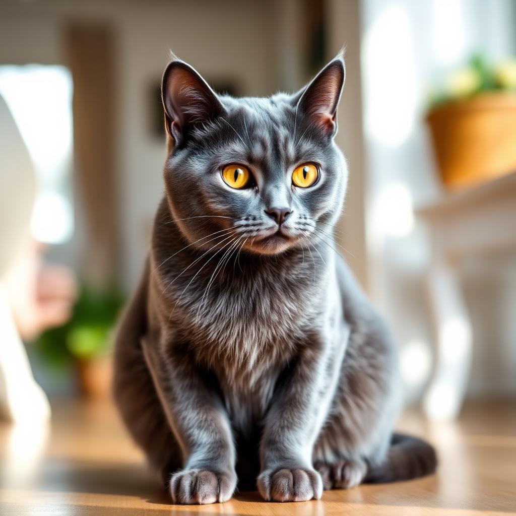 Certosino (Chartreux): aspetto tipico della razza in ambiente domestico
